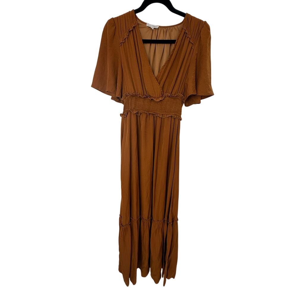 Baltic Born Jules Nutmeg Maxi Dress Small Smocked Flutter Sleeve Boho - Picture 2 of 9